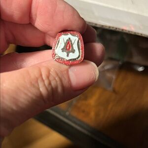 Vintage Red & White Shield Pin carpenter association 1376